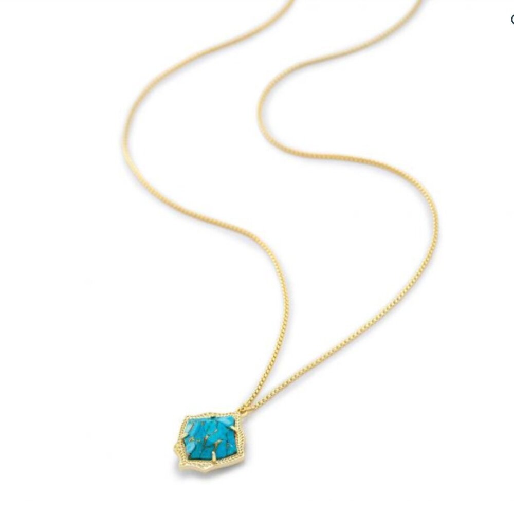 Kendra Scott Kacey Necklace in Bronze Veined Turquoise Colored Magnesite